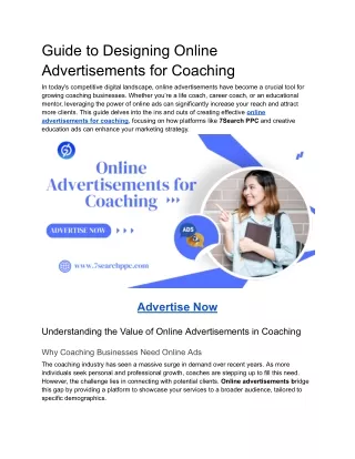 Guide to Designing Online Advertisements for Coaching