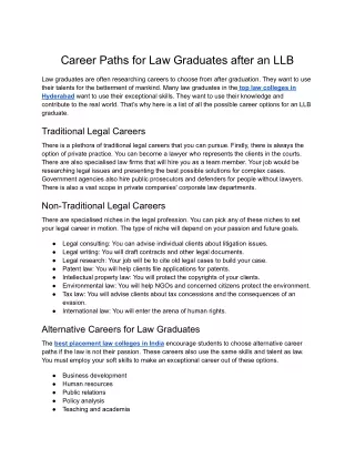 SLS Hyd- Career Paths for Law Graduates after an LLB