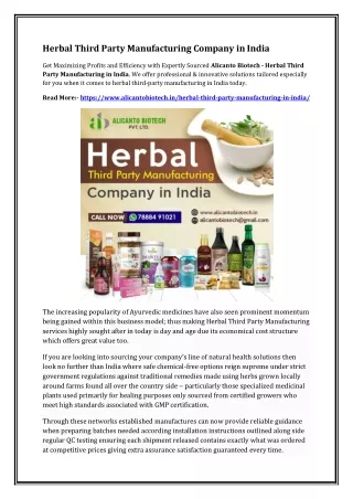 Herbal Third Party Manufacturing Company in India