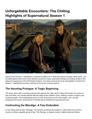 Unforgettable Encounters_ The Chilling Highlights of Supernatural Season 1