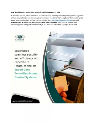 Impact of Turnstile Speed Gates on Crowd Management in KSA