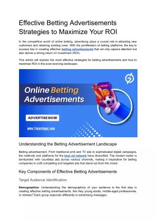 Effective Betting Advertisements Strategies to Maximize Your ROI