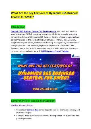Dynamics Business Central Online Training - Ameerpet
