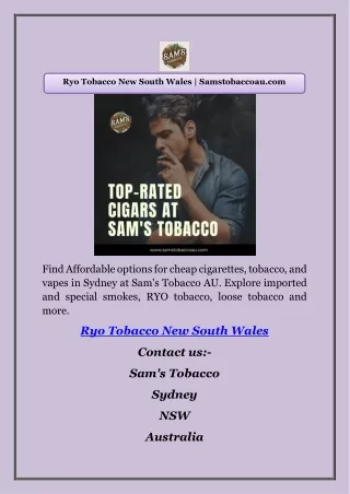 Ryo Tobacco New South Wales | Samstobaccoau.com