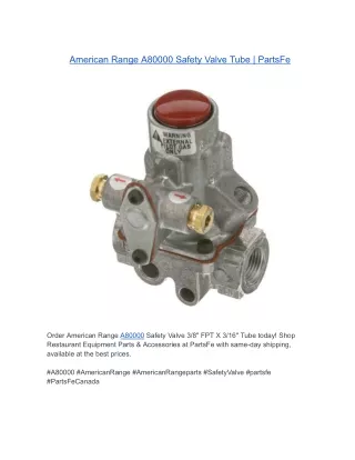 American Range A80000 Safety Valve 3/8" FPT X 3/16" Tube | PartsFe