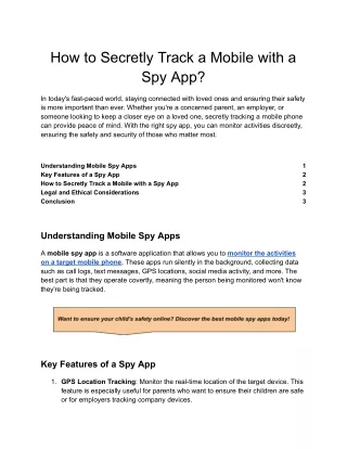 How to Secretly Track a Mobile with a Spy App | ONEMONITAR