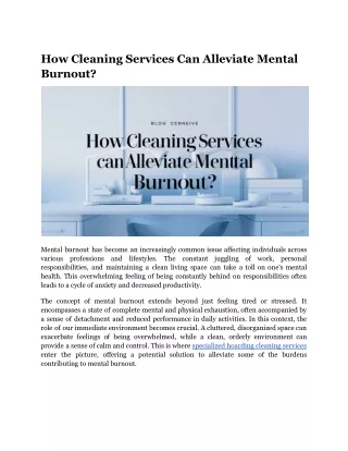How Cleaning Services Can Alleviate Mental Burnout?