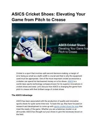 ASICS Cricket Shoes: Elevating Your Game from Pitch to Crease