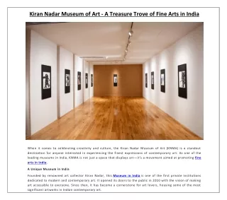 Kiran Nadar Museum of Art - A Treasure Trove of Fine Arts in India