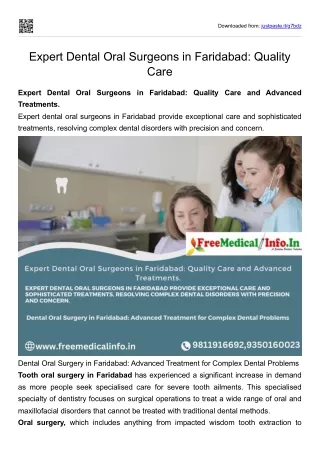 Expert Dental Oral Surgeons in Faridabad Quality Care