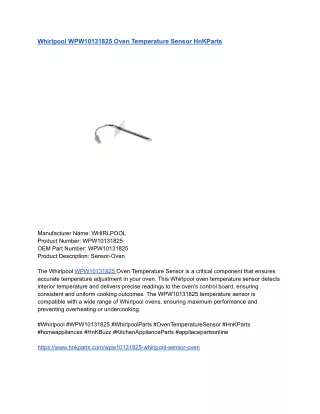 Whirlpool WPW10131825 Oven Temperature Sensor HnKParts
