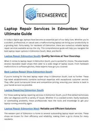 Laptop Repair Shop Edmonton North