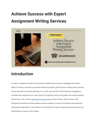 Achieve Success with Expert Assignment Writing Services.