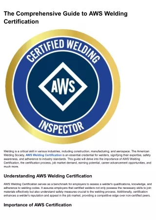 The Comprehensive Guide to AWS Welding Certification