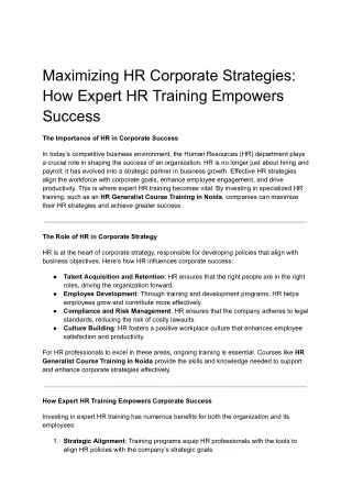 Maximizing HR Corporate Strategies_ How Expert HR Training Empowers Success