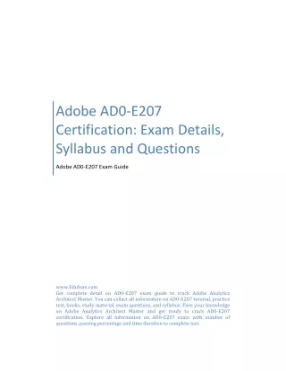 Adobe AD0-E207 Certification: Exam Details, Syllabus and Questions