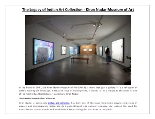 The Legacy of Indian Art Collection - Kiran Nadar Museum of Art