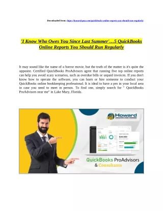 'I Know Who Owes You Since Last Summer'…5 QuickBooks Online Reports You Should Run Regularly