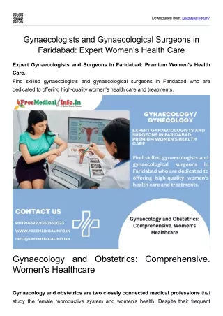 Gynaecologists and Gynaecological Surgeons in Faridabad Expert Women's Health Care