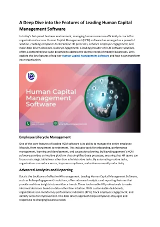 A Deep Dive into the Features of Leading Human Capital Management Software