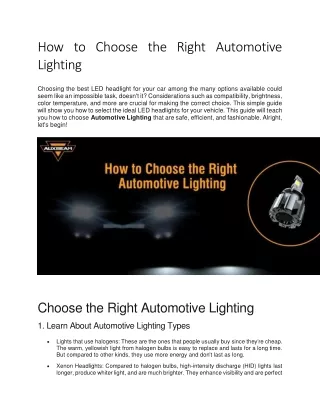 How to Choose the Right Automotive Lighting