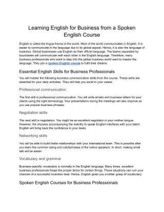 ELTIS- Learning English for Business from a Spoken English Course