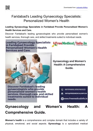 Faridabad's Leading Gynaecology Specialists Personalized Women's Health