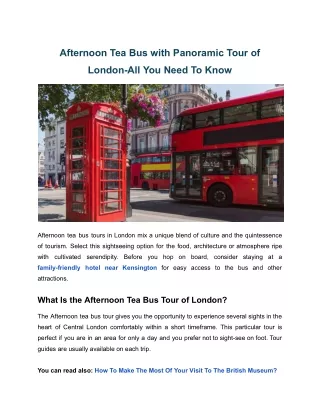 Afternoon Tea Bus with Panoramic Tour of London-All You Need To Know