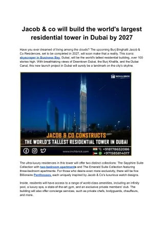 Jacob & co will build the world's largest residential tower in Dubai by 2027 _ Inchbrick Realty (1)