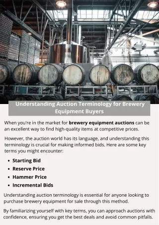 Understanding Auction Terminology for Brewery Equipment Buyers