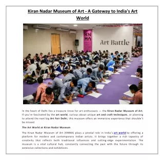 Kiran Nadar Museum of Art - A Gateway to India's Art World