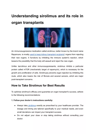 pdf Understanding sirolimus and its role in organ transplants