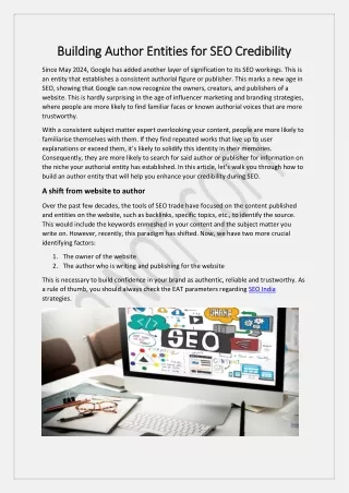 Building Author Entities for SEO Credibility