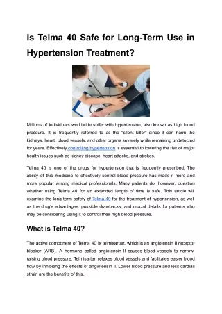 pdf Is Telma 40 Safe for Long-Term Use in Hypertension Treatment