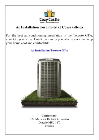 Ac Installation Toronto Gta  Cozycastle.ca