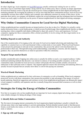 Using the Power of Online Communities for Local Business Digital Marketing