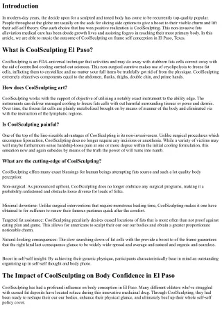 The Impact of CoolSculpting on Body Confidence in El Paso