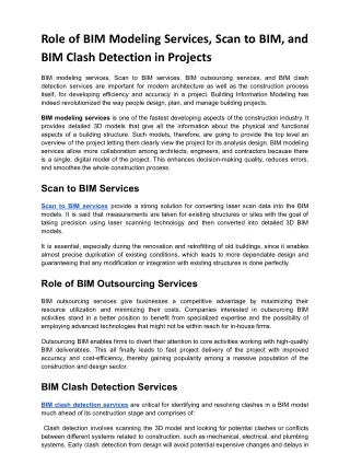 Role of BIM Modeling Services, Scan to BIM, and BIM Clash Detection in Projects