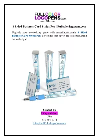 4 Sided Business Card Stylus Pen | Fullcolorlogopens.com