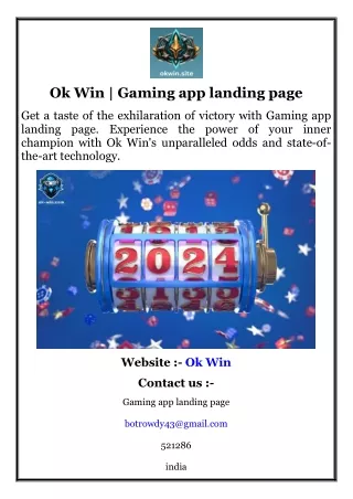 Ok Win  Gaming app landing page