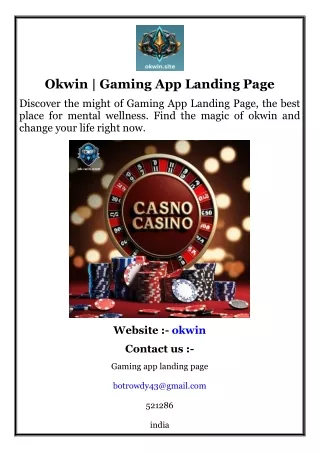 Okwin  Gaming App Landing Page