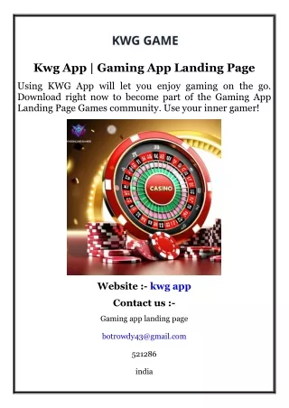 Kwg App  Gaming App Landing Page