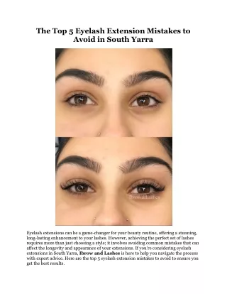 Eyelash Extension Mistakes to Avoid in South Yarra