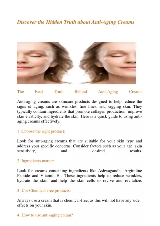 The Real Truth Behind Anti-Aging Creams
