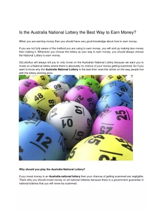 Is the Australia National Lottery the Best Way to Earn Money?