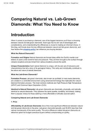 Comparing Natural vs. Lab-Grown Diamonds