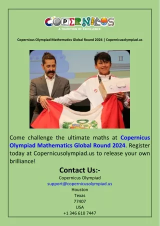 Copernicus Olympiad Mathematics Global Round 2024  Copernicusolympiad.us