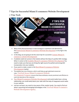 7 Tips for Successful Miami E-commerce Website Development