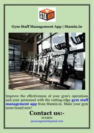 Gym Staff Management App  Stamin.in