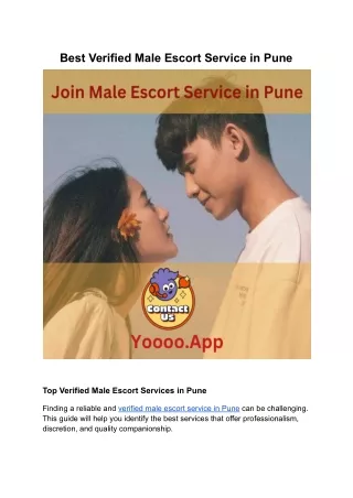 Best Verified Male Escort Service in Pune